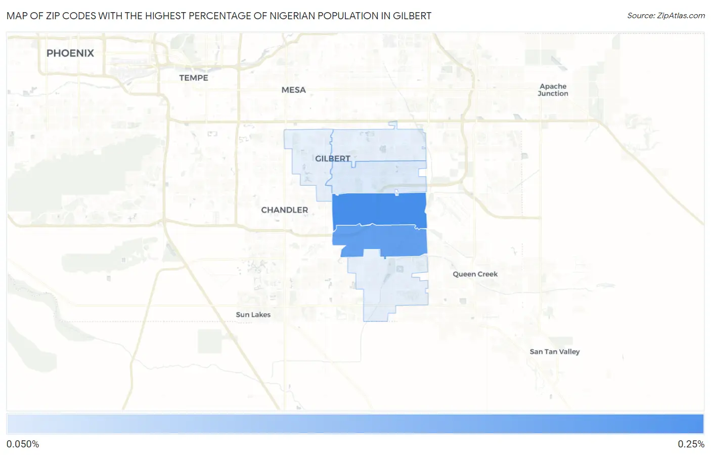 Zip Codes with the Highest Percentage of Nigerian Population in Gilbert Map