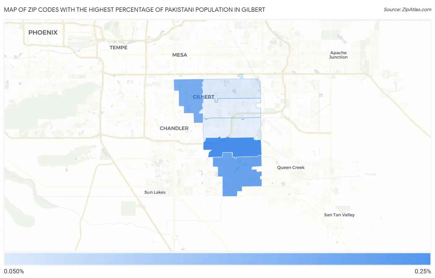 Zip Codes with the Highest Percentage of Pakistani Population in Gilbert Map