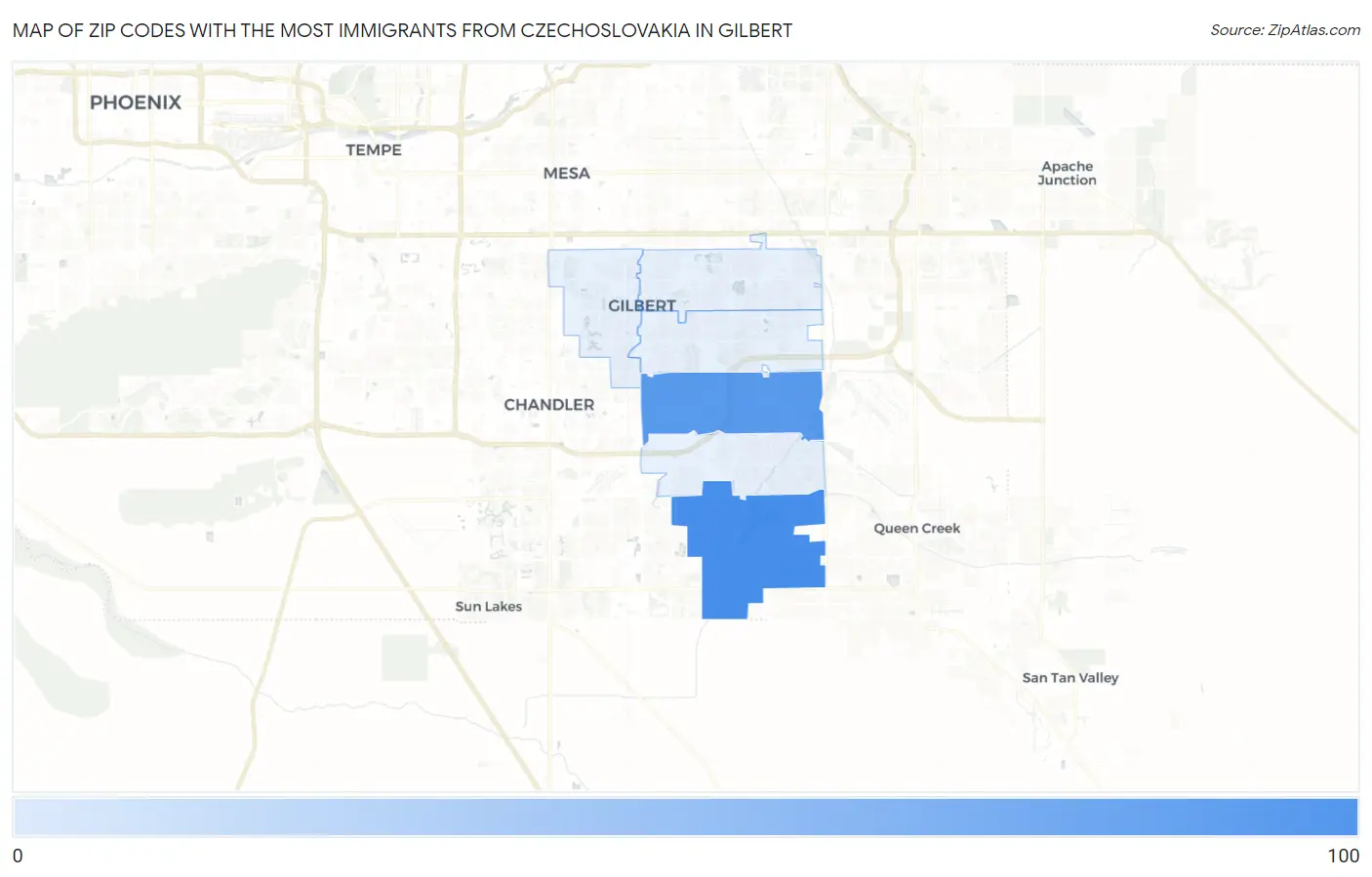 Zip Codes with the Most Immigrants from Czechoslovakia in Gilbert Map
