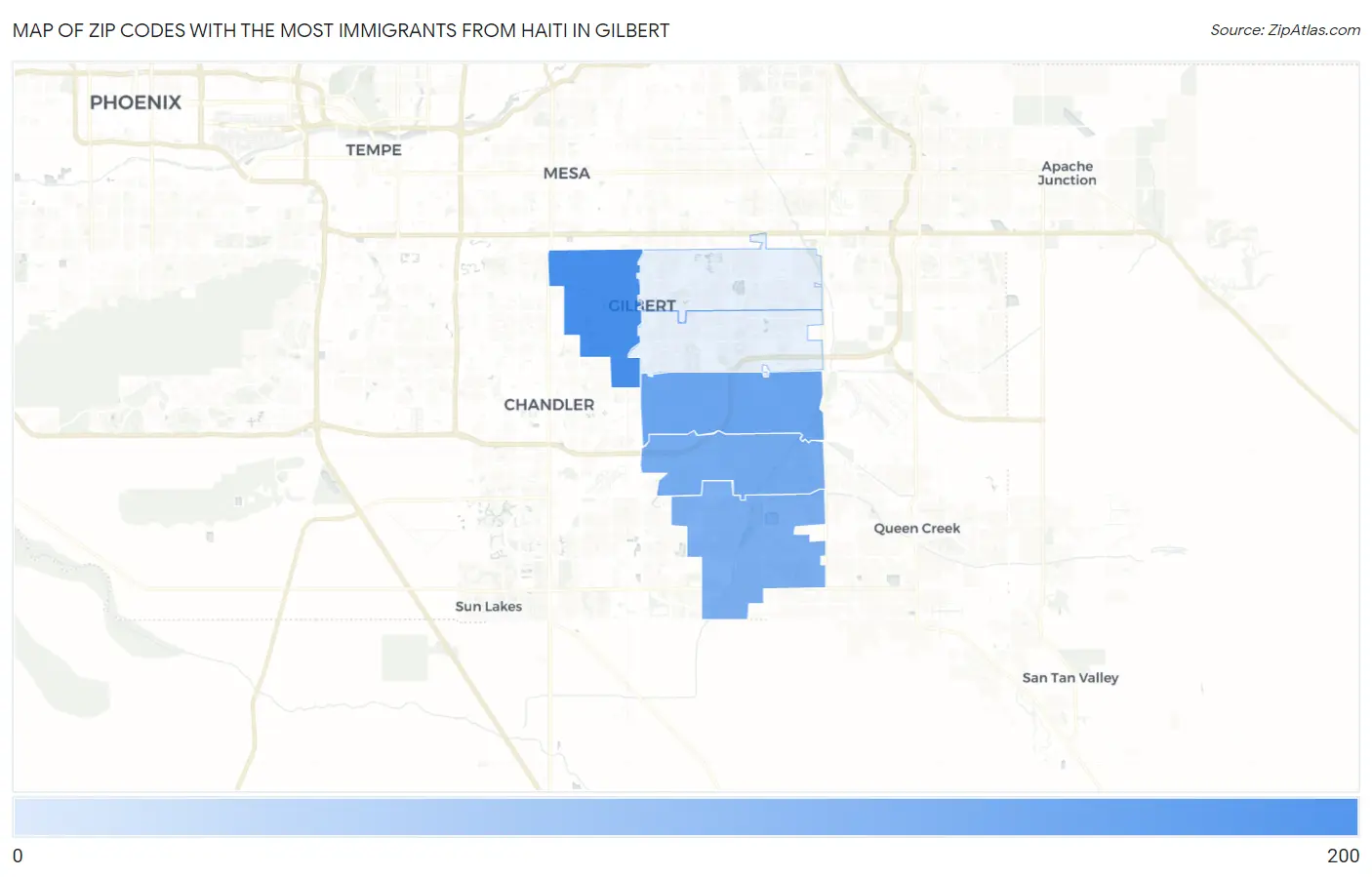 Zip Codes with the Most Immigrants from Haiti in Gilbert Map