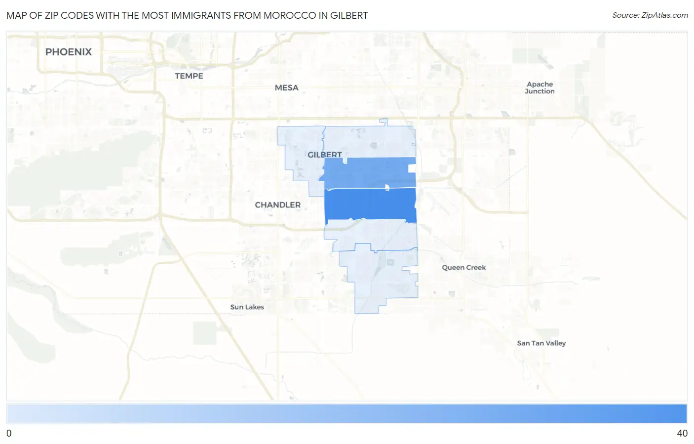Zip Codes with the Most Immigrants from Morocco in Gilbert Map