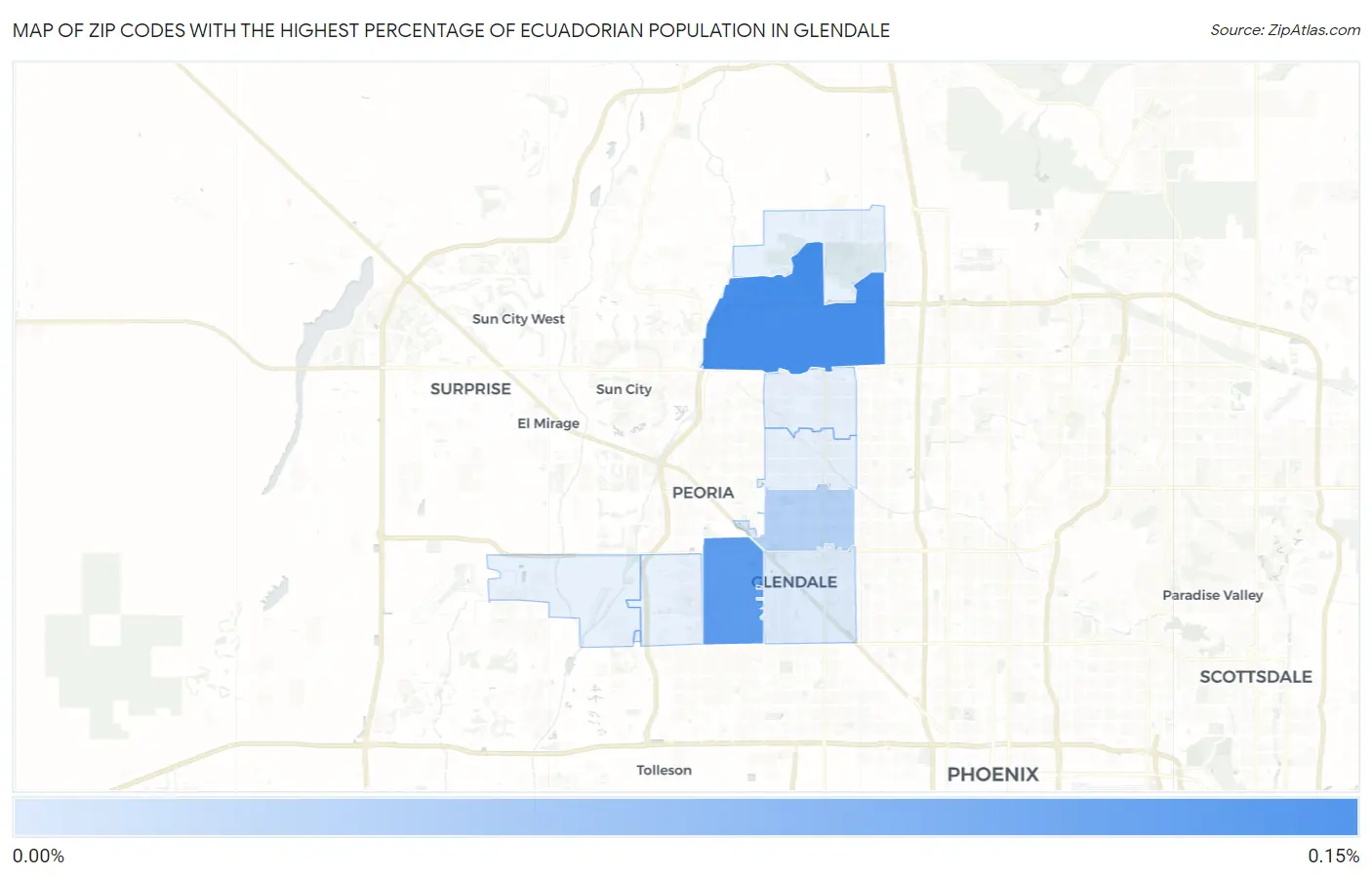 Zip Codes with the Highest Percentage of Ecuadorian Population in Glendale Map