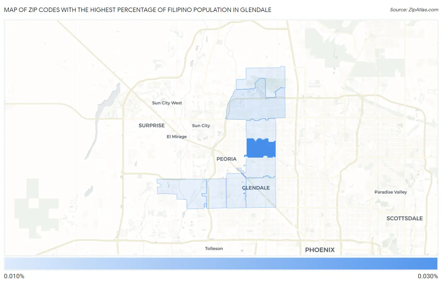 Zip Codes with the Highest Percentage of Filipino Population in Glendale Map