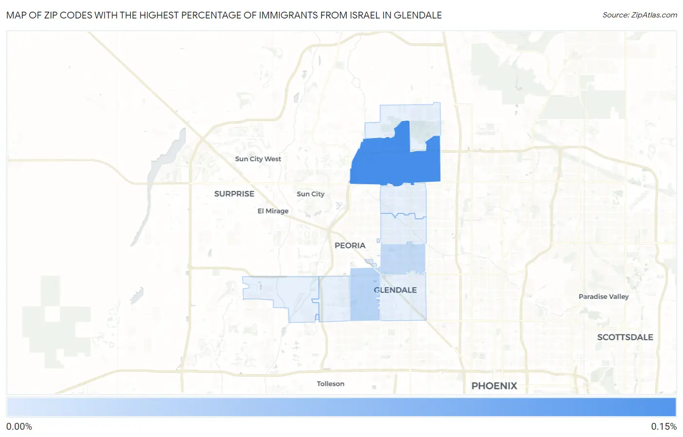 Zip Codes with the Highest Percentage of Immigrants from Israel in Glendale Map