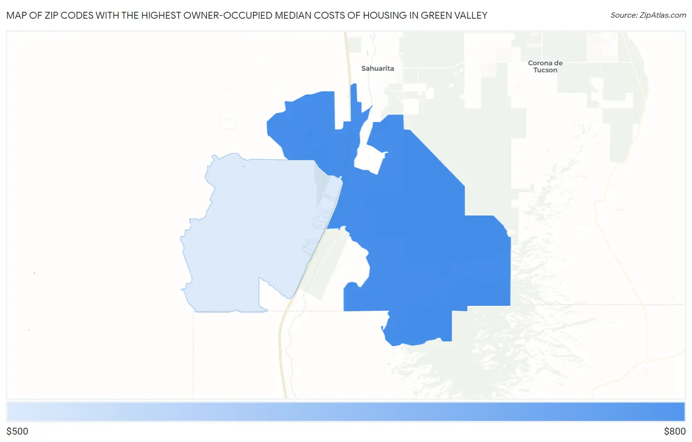 Zip Codes with the Highest Owner-Occupied Median Costs of Housing in Green Valley Map
