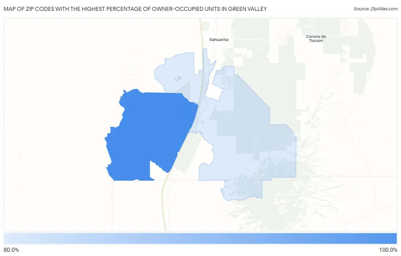 Zip Codes with the Highest Percentage of Owner-Occupied Units in Green Valley Map