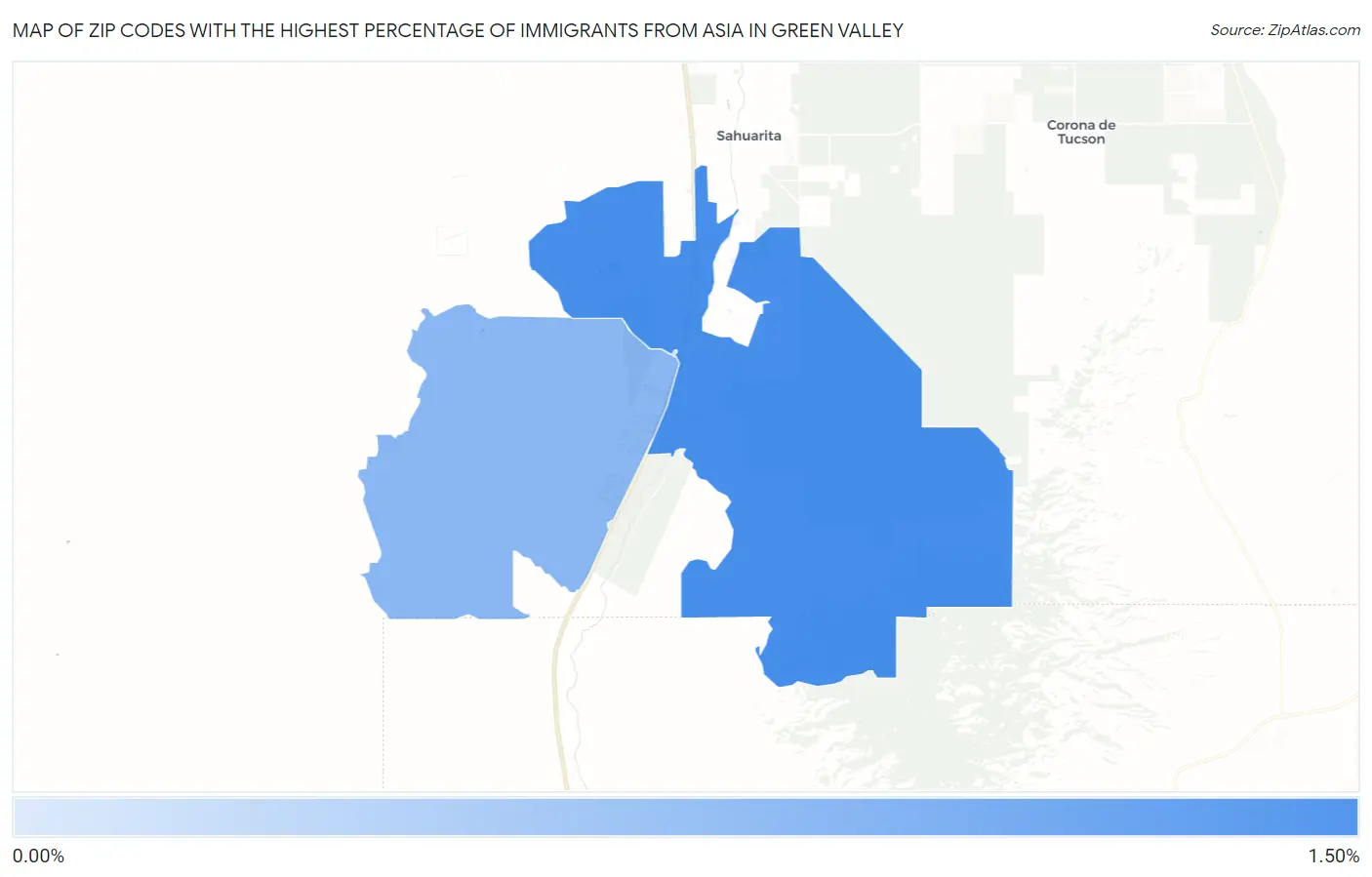 Zip Codes with the Highest Percentage of Immigrants from Asia in Green Valley Map