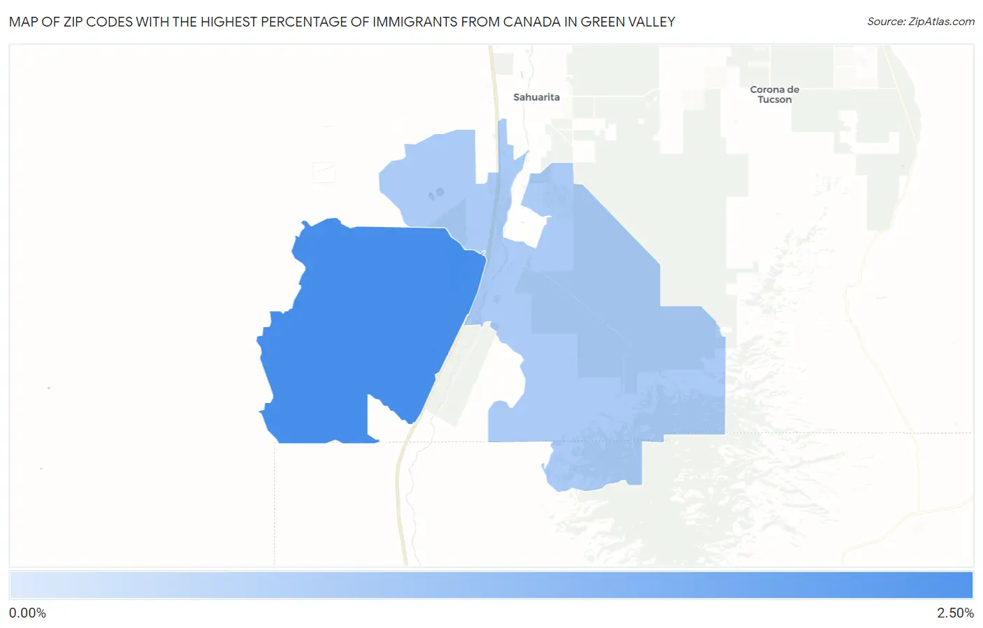 Zip Codes with the Highest Percentage of Immigrants from Canada in Green Valley Map