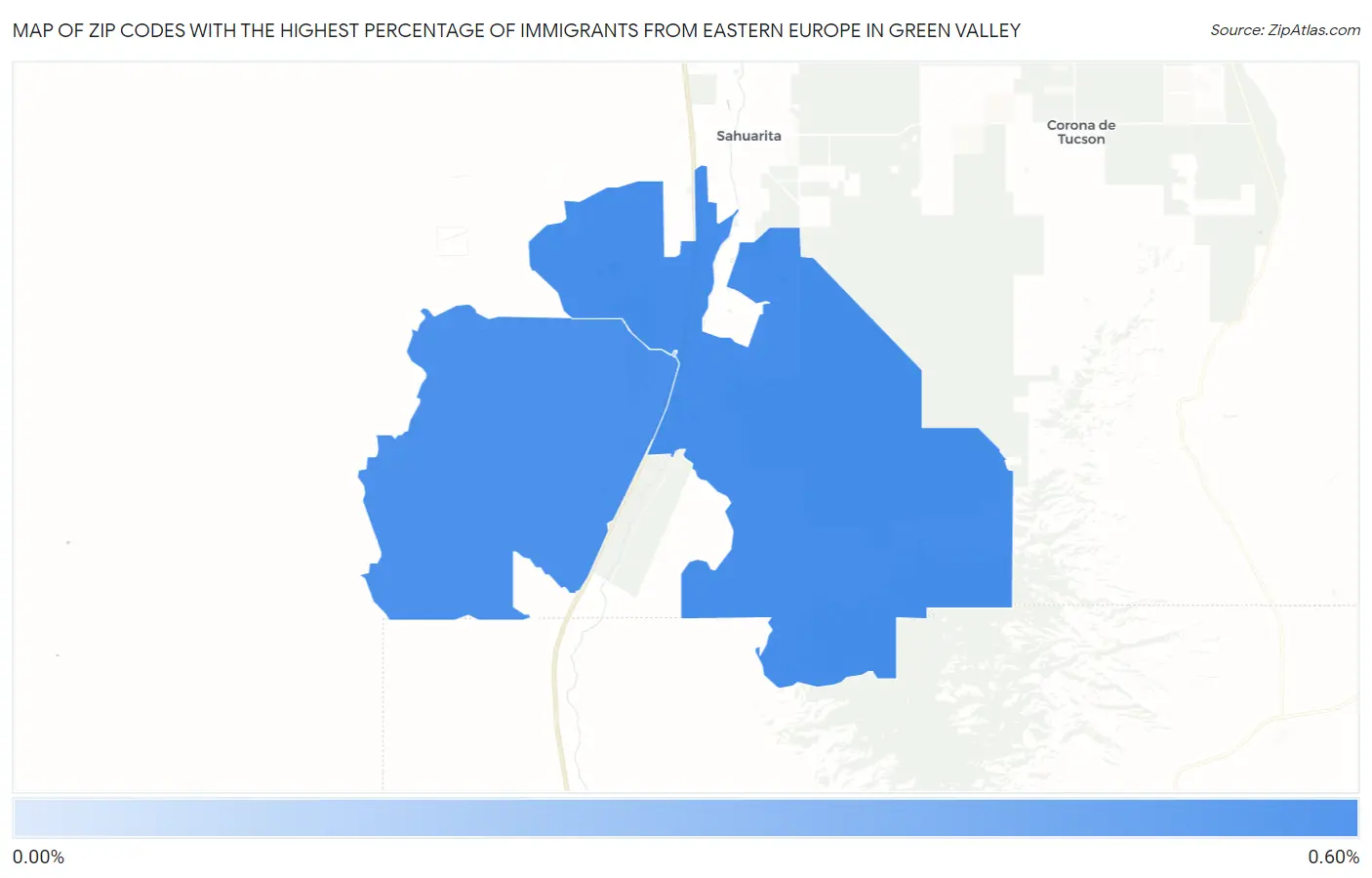Zip Codes with the Highest Percentage of Immigrants from Eastern Europe in Green Valley Map