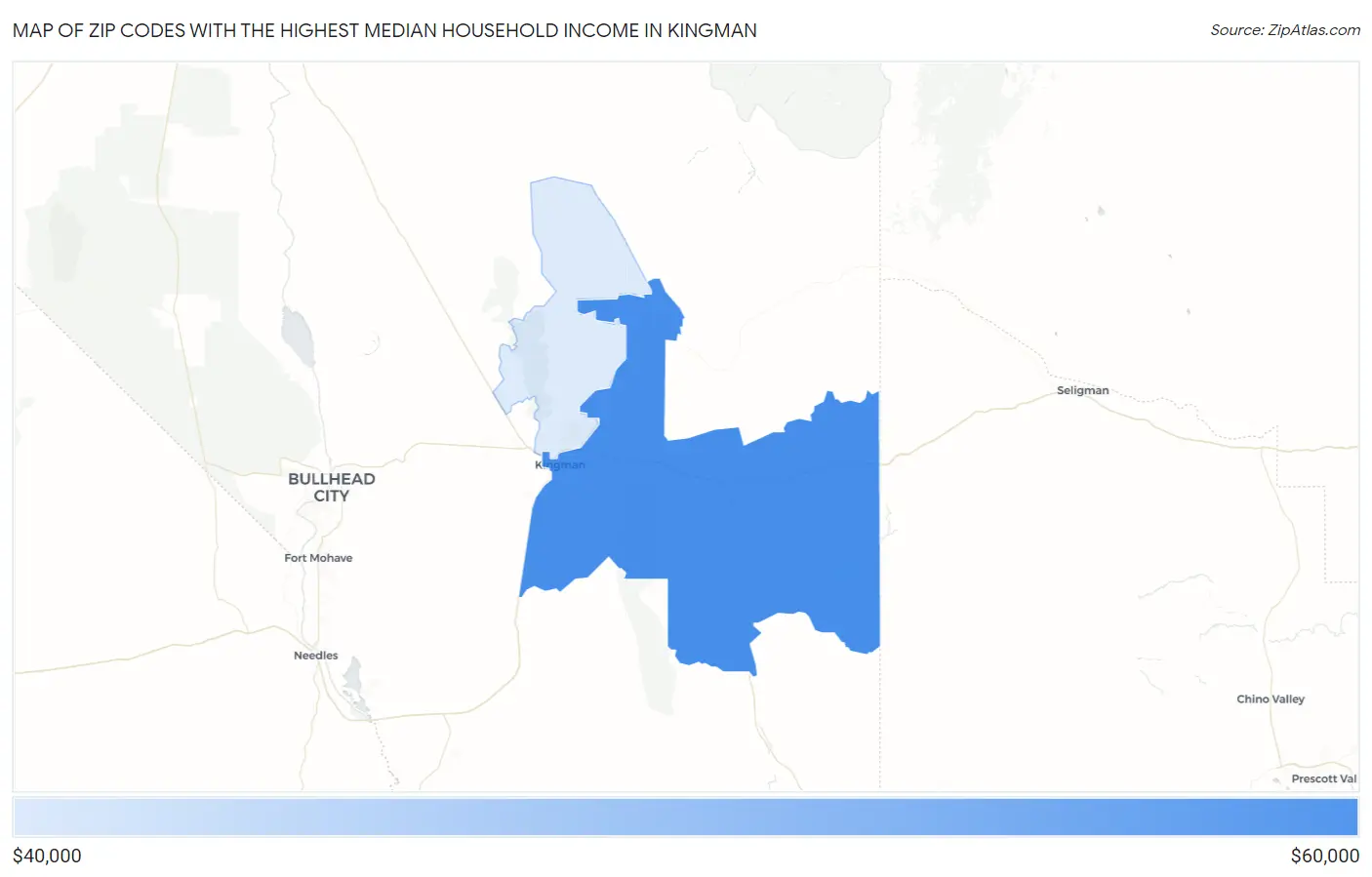 Zip Codes with the Highest Median Household Income in Kingman Map