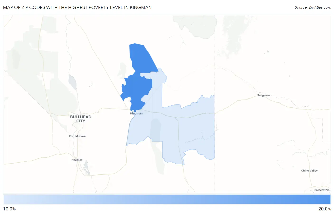 Zip Codes with the Highest Poverty Level in Kingman Map