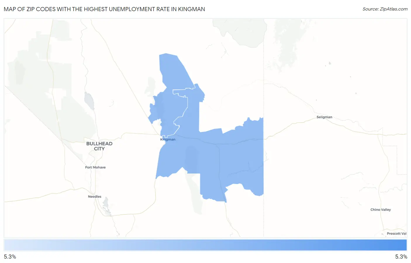 Zip Codes with the Highest Unemployment Rate in Kingman Map