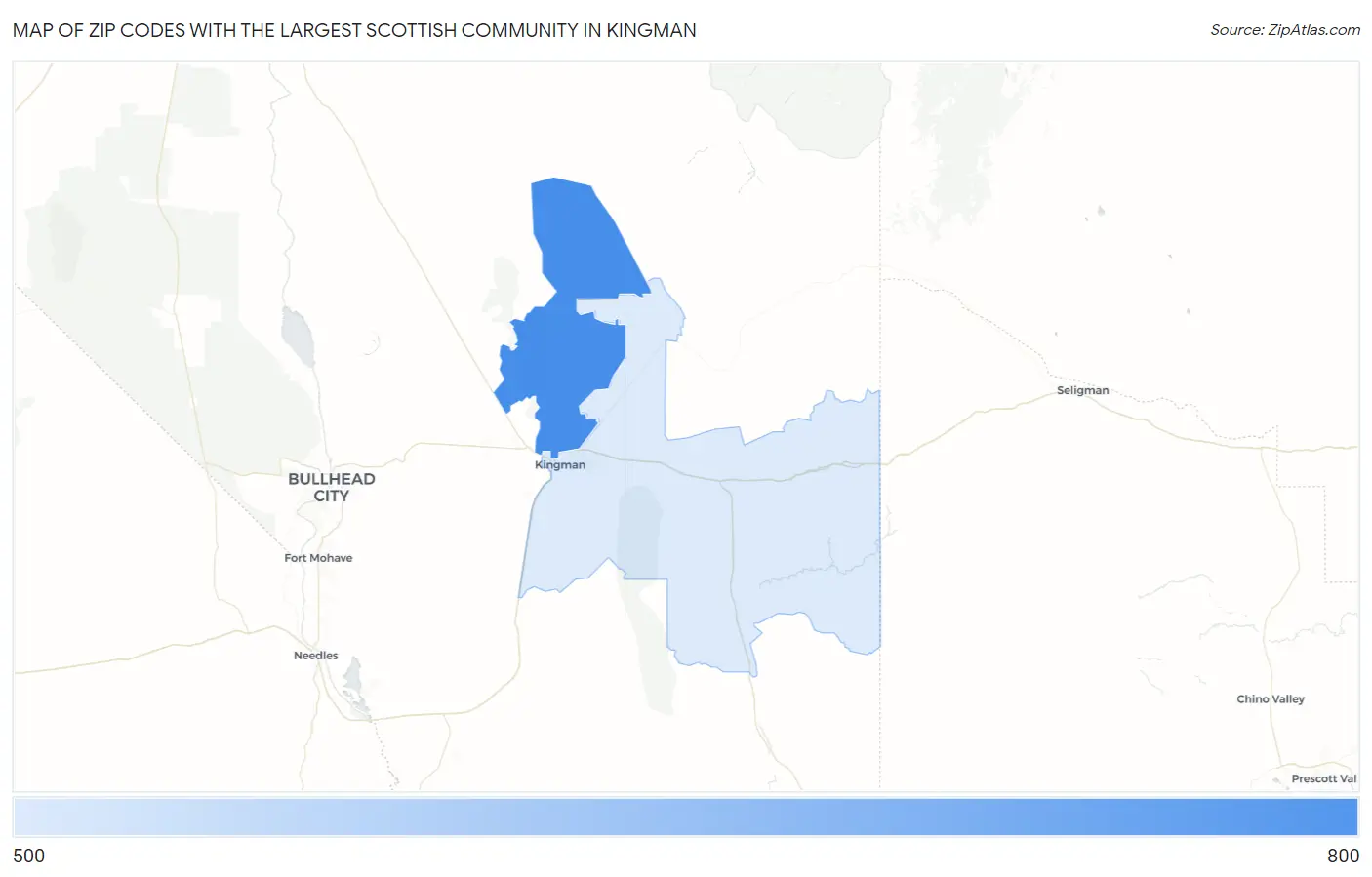 Zip Codes with the Largest Scottish Community in Kingman Map