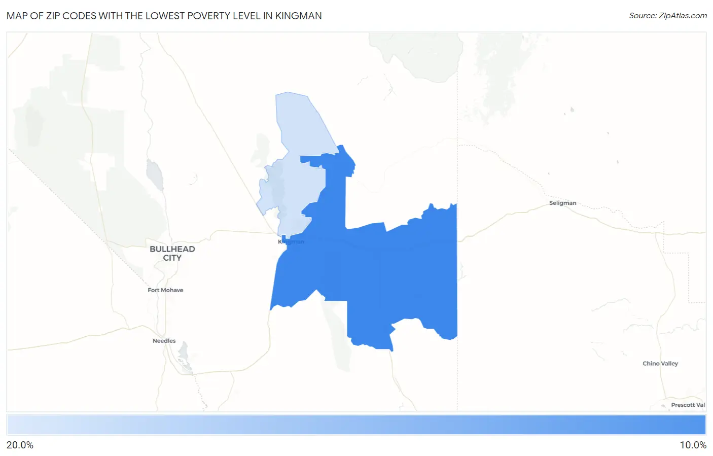 Zip Codes with the Lowest Poverty Level in Kingman Map