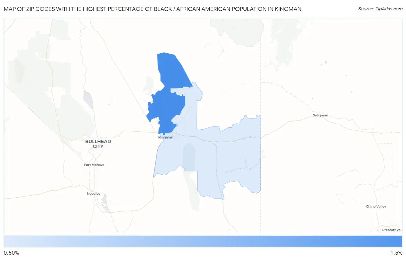 Zip Codes with the Highest Percentage of Black / African American Population in Kingman Map