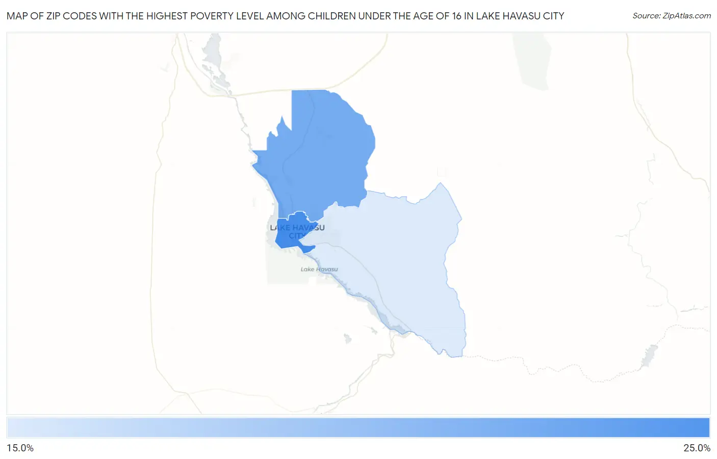 Zip Codes with the Highest Poverty Level Among Children Under the Age of 16 in Lake Havasu City Map