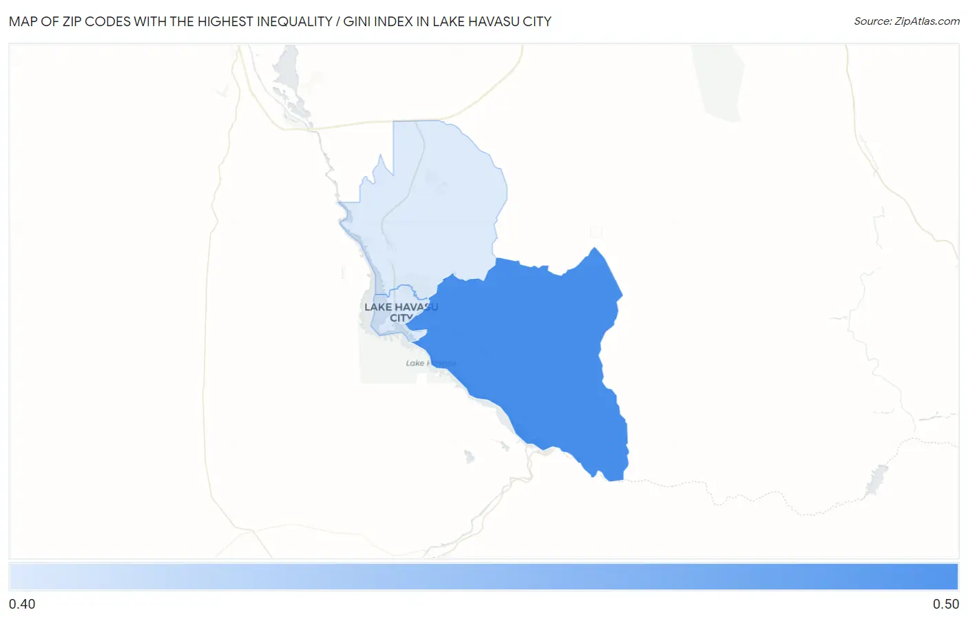 Zip Codes with the Highest Inequality / Gini Index in Lake Havasu City Map