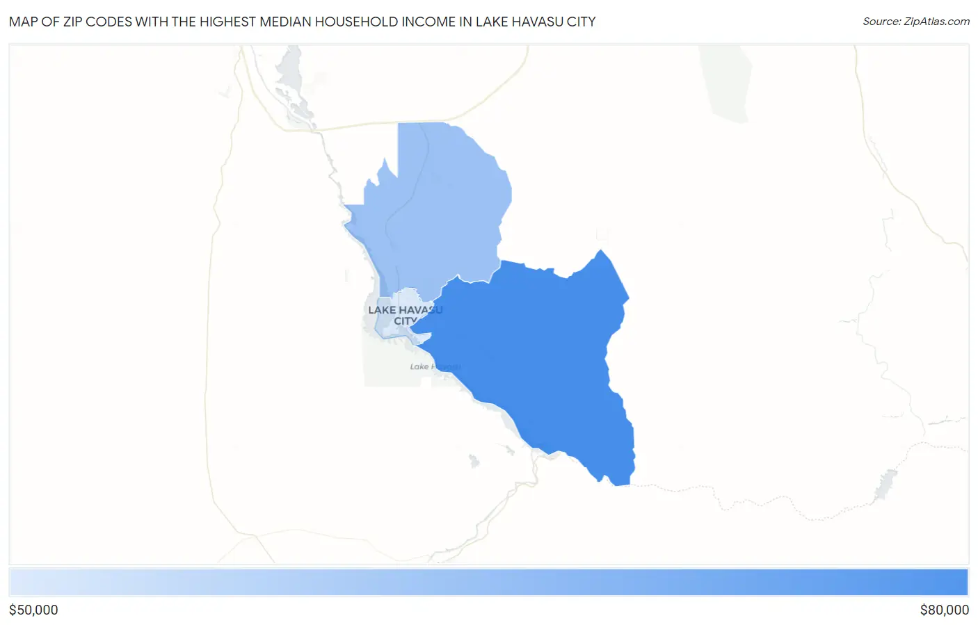 Zip Codes with the Highest Median Household Income in Lake Havasu City Map