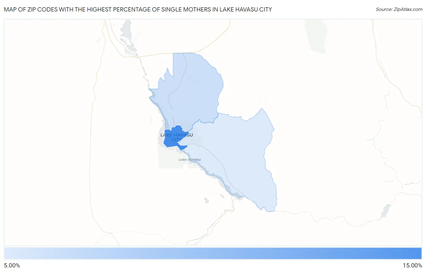 Zip Codes with the Highest Percentage of Single Mothers in Lake Havasu City Map