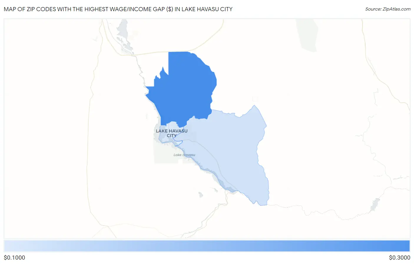 Zip Codes with the Highest Wage/Income Gap ($) in Lake Havasu City Map