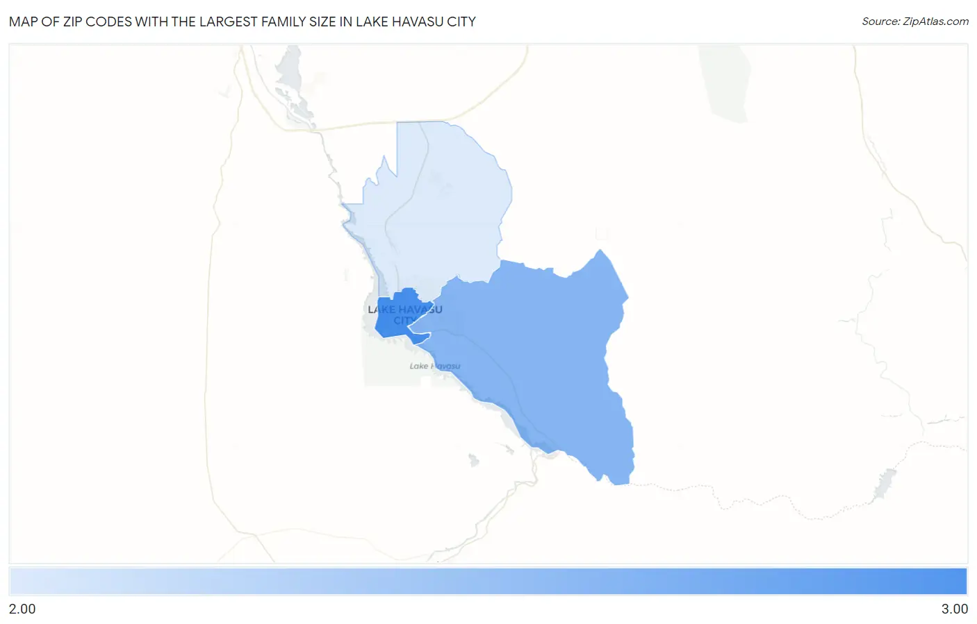 Zip Codes with the Largest Family Size in Lake Havasu City Map