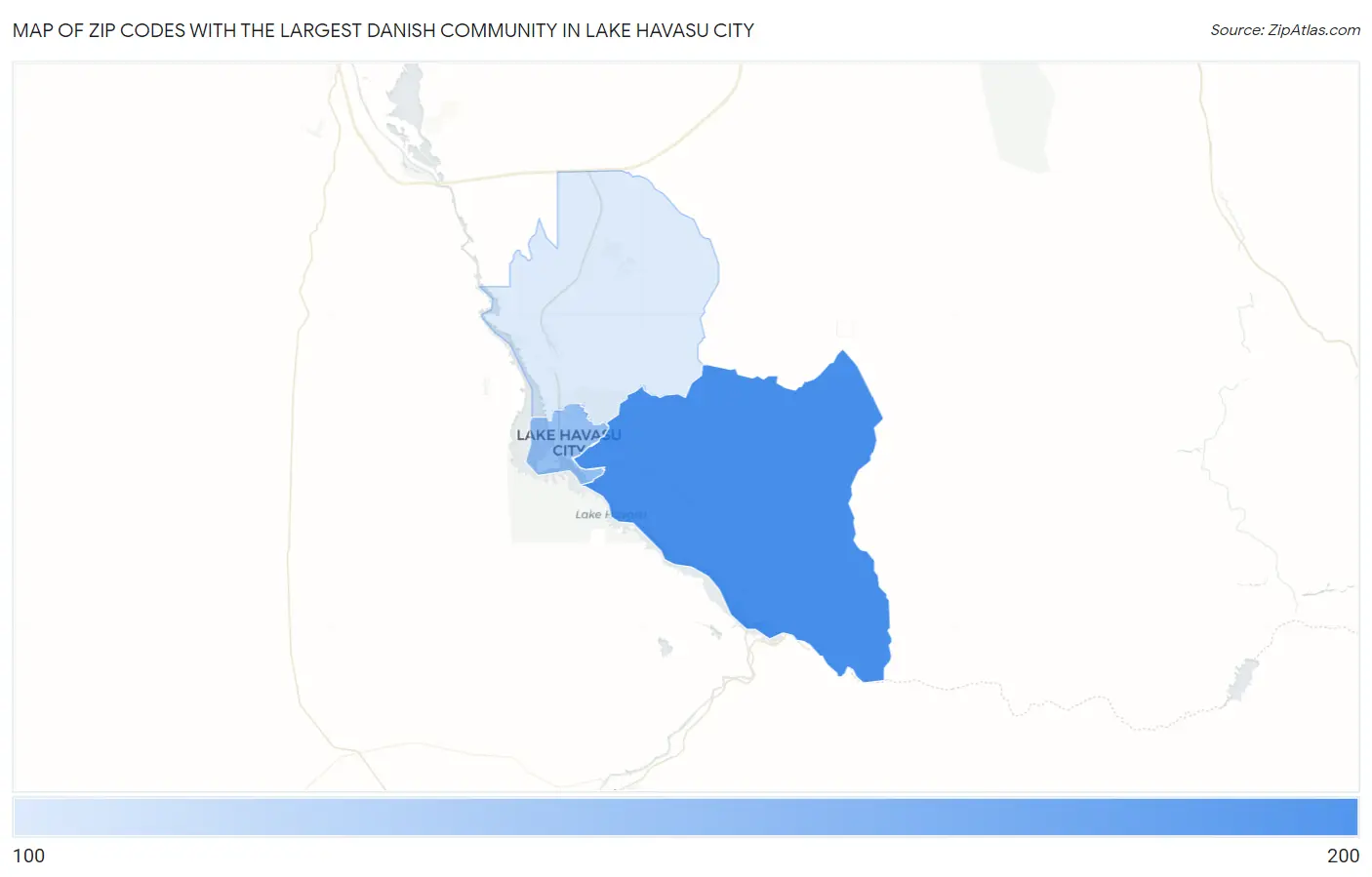 Zip Codes with the Largest Danish Community in Lake Havasu City Map