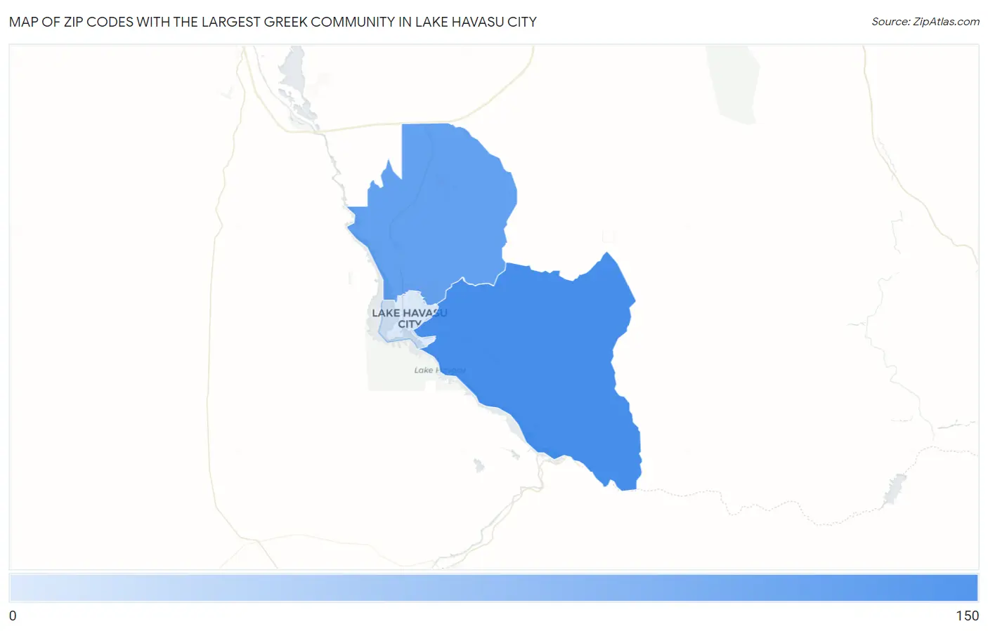Zip Codes with the Largest Greek Community in Lake Havasu City Map