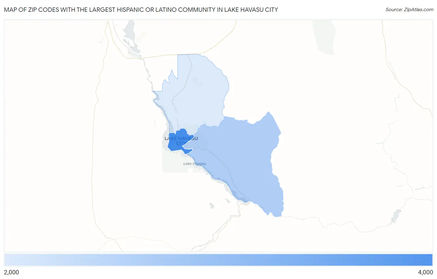 Zip Codes with the Largest Hispanic or Latino Community in Lake Havasu City Map