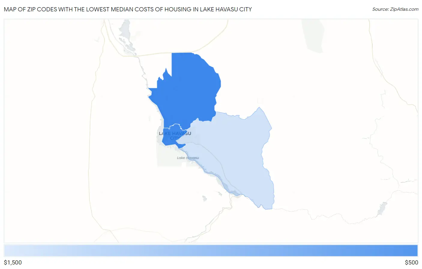 Zip Codes with the Lowest Median Costs of Housing in Lake Havasu City Map