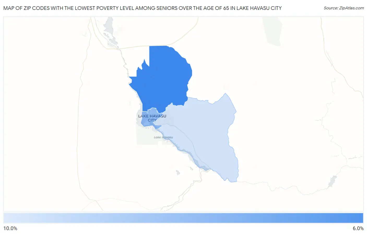 Zip Codes with the Lowest Poverty Level Among Seniors Over the Age of 65 in Lake Havasu City Map