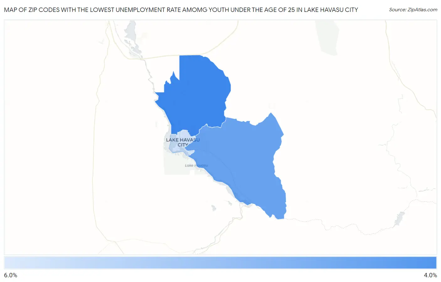 Zip Codes with the Lowest Unemployment Rate Amomg Youth Under the Age of 25 in Lake Havasu City Map