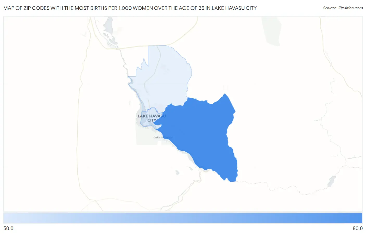 Zip Codes with the Most Births per 1,000 Women Over the Age of 35 in Lake Havasu City Map