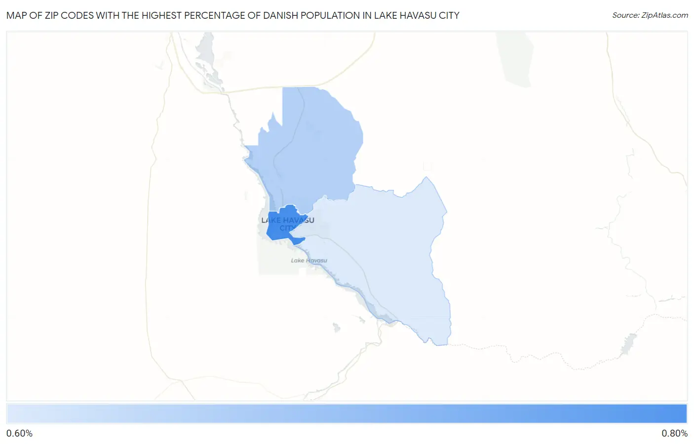 Zip Codes with the Highest Percentage of Danish Population in Lake Havasu City Map