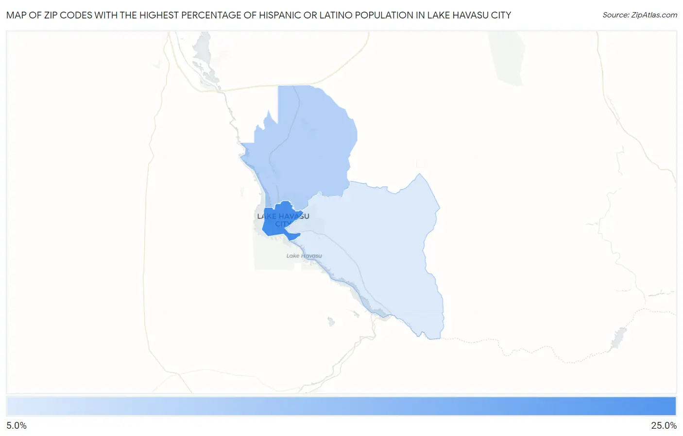 Zip Codes with the Highest Percentage of Hispanic or Latino Population in Lake Havasu City Map