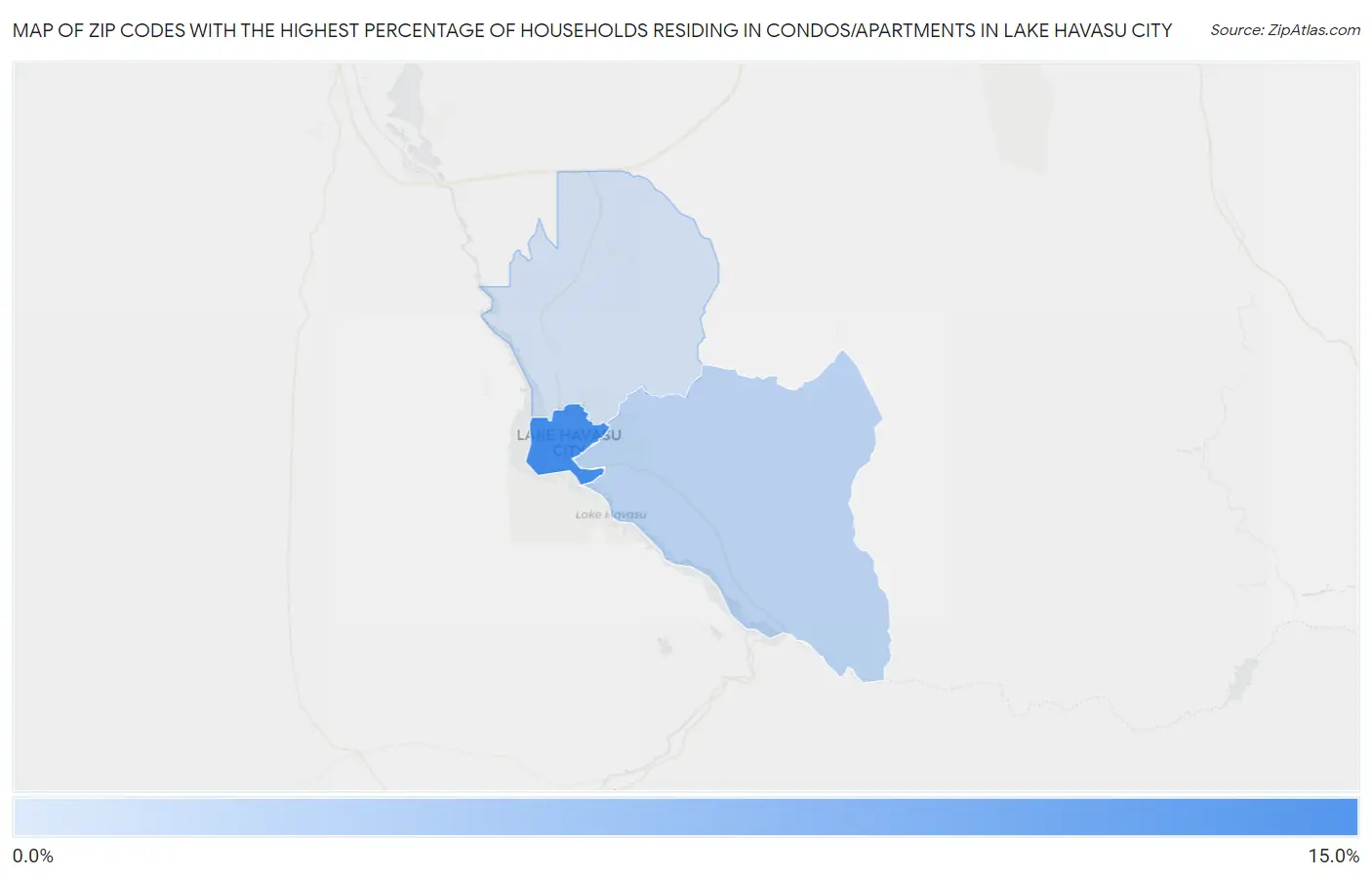 Zip Codes with the Highest Percentage of Households Residing in Condos/Apartments in Lake Havasu City Map