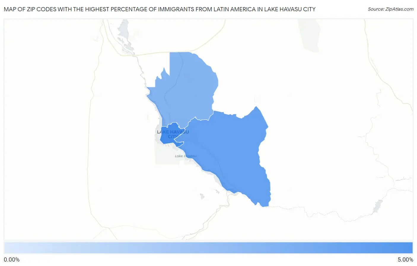 Zip Codes with the Highest Percentage of Immigrants from Latin America in Lake Havasu City Map