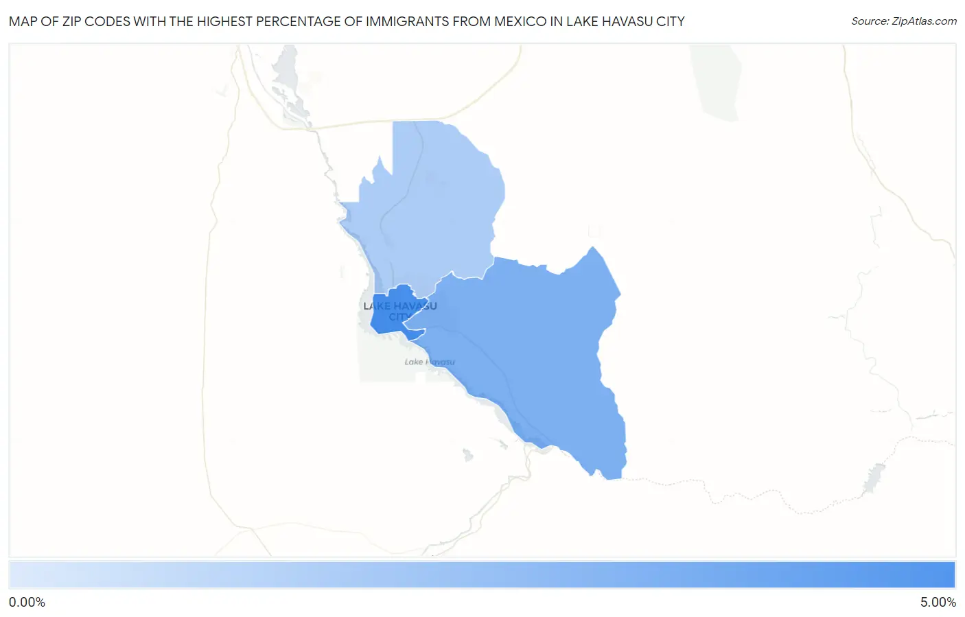 Zip Codes with the Highest Percentage of Immigrants from Mexico in Lake Havasu City Map