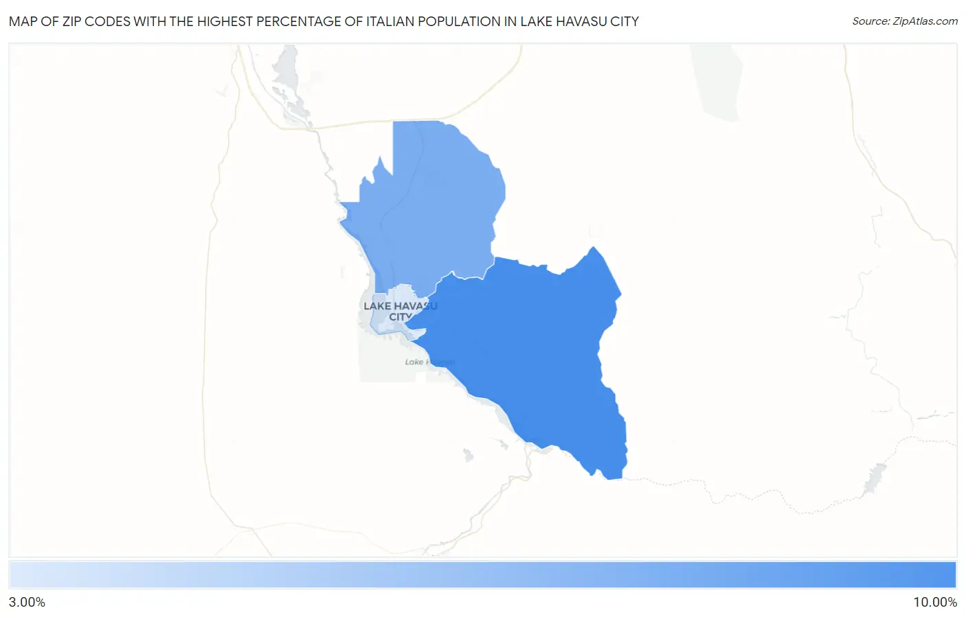 Zip Codes with the Highest Percentage of Italian Population in Lake Havasu City Map