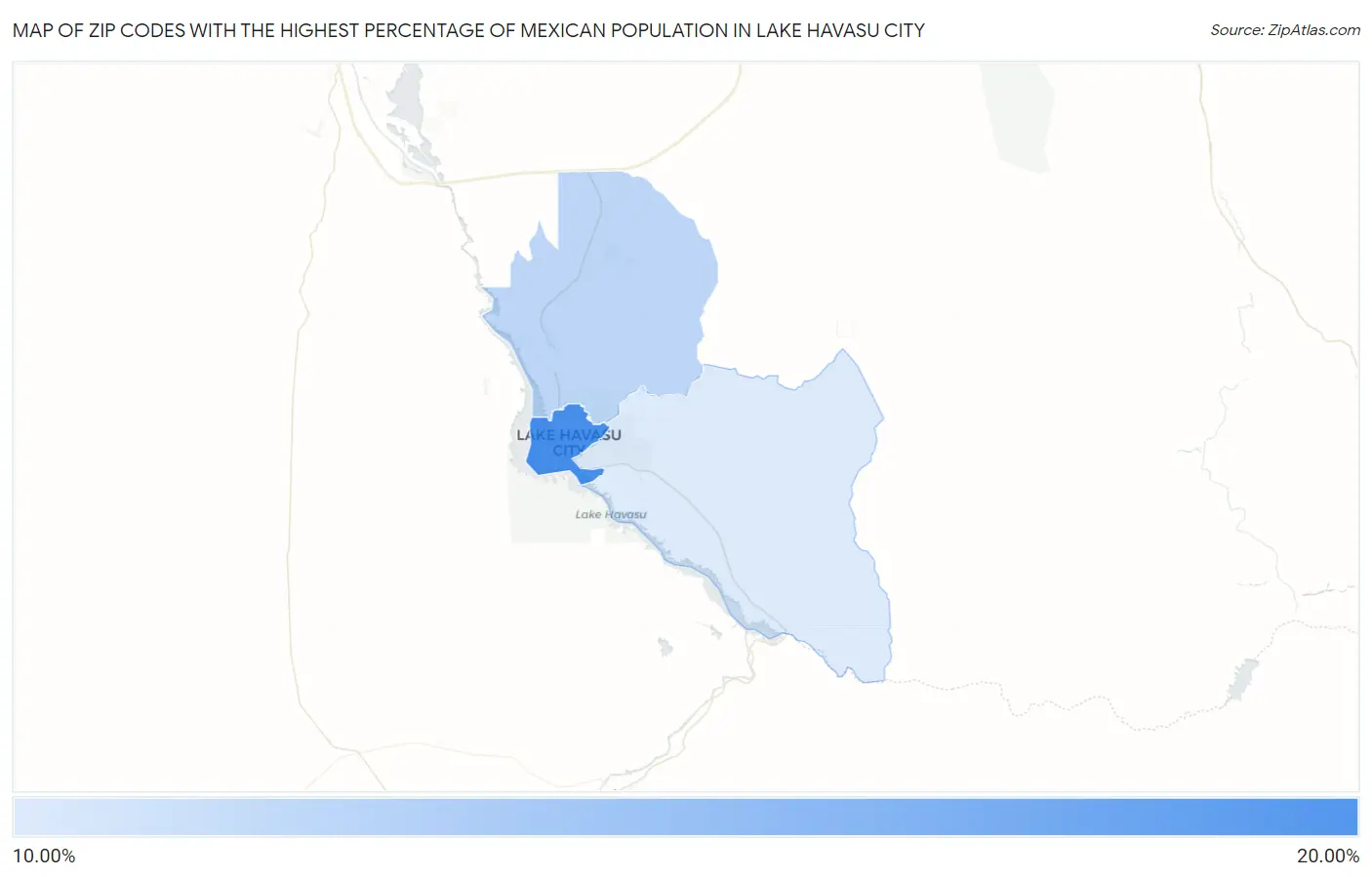 Zip Codes with the Highest Percentage of Mexican Population in Lake Havasu City Map