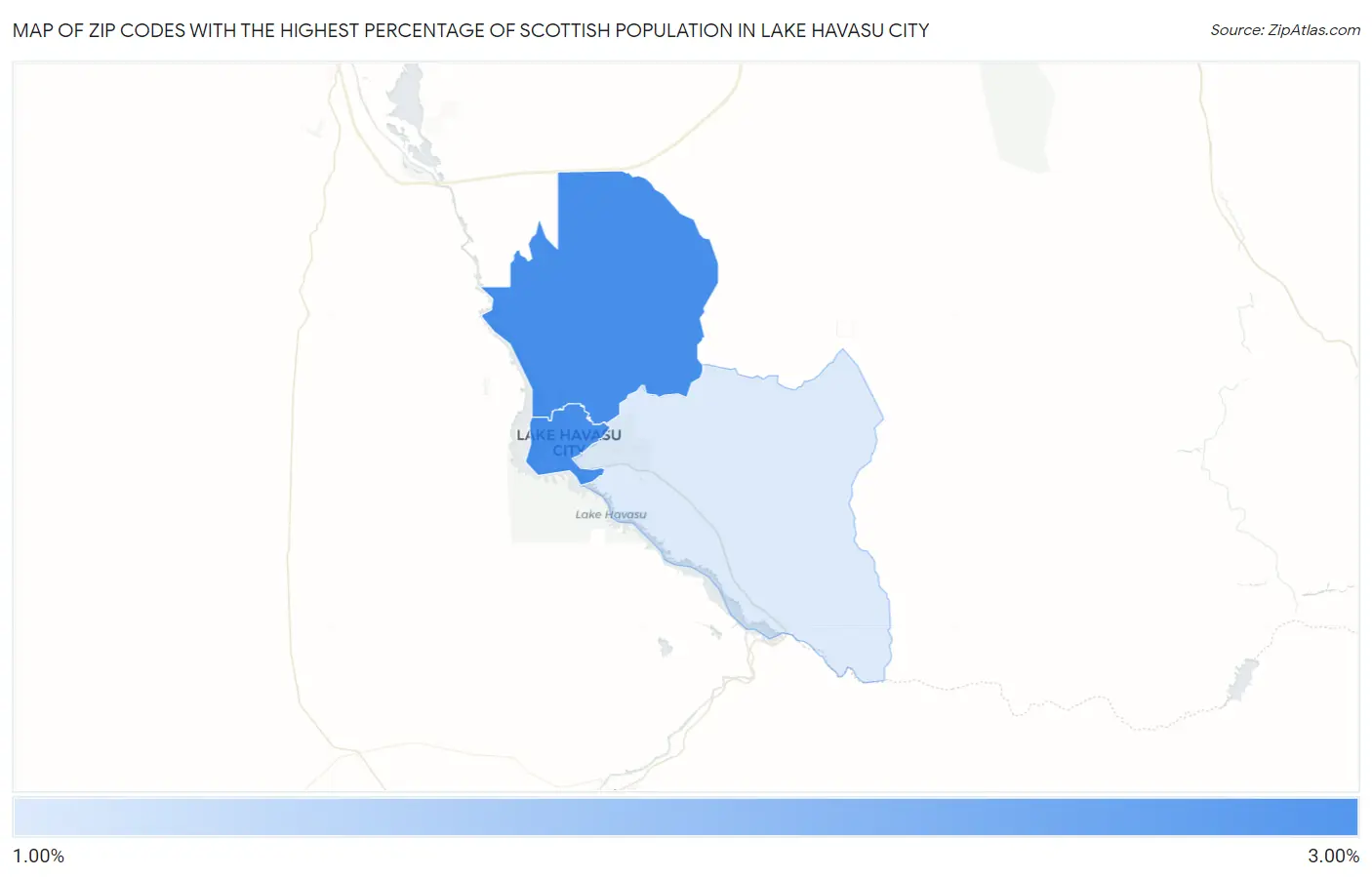 Zip Codes with the Highest Percentage of Scottish Population in Lake Havasu City Map