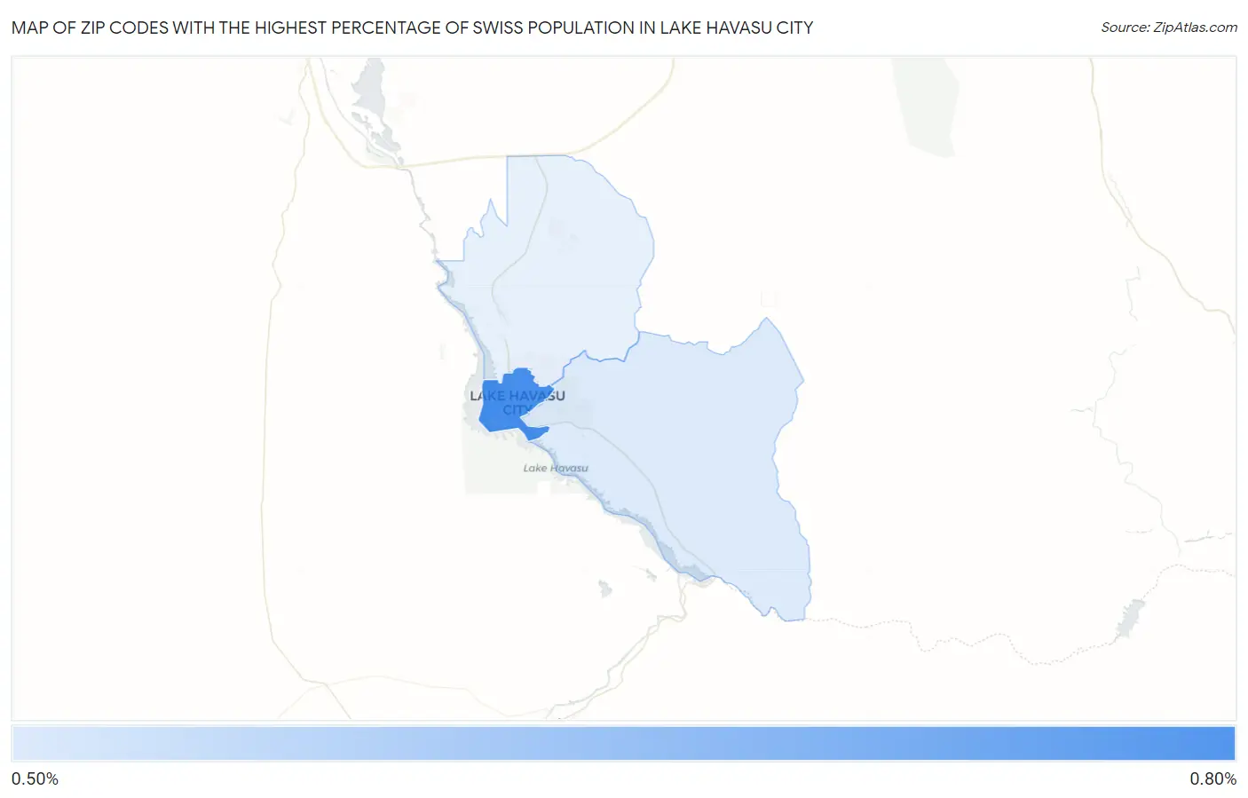 Zip Codes with the Highest Percentage of Swiss Population in Lake Havasu City Map