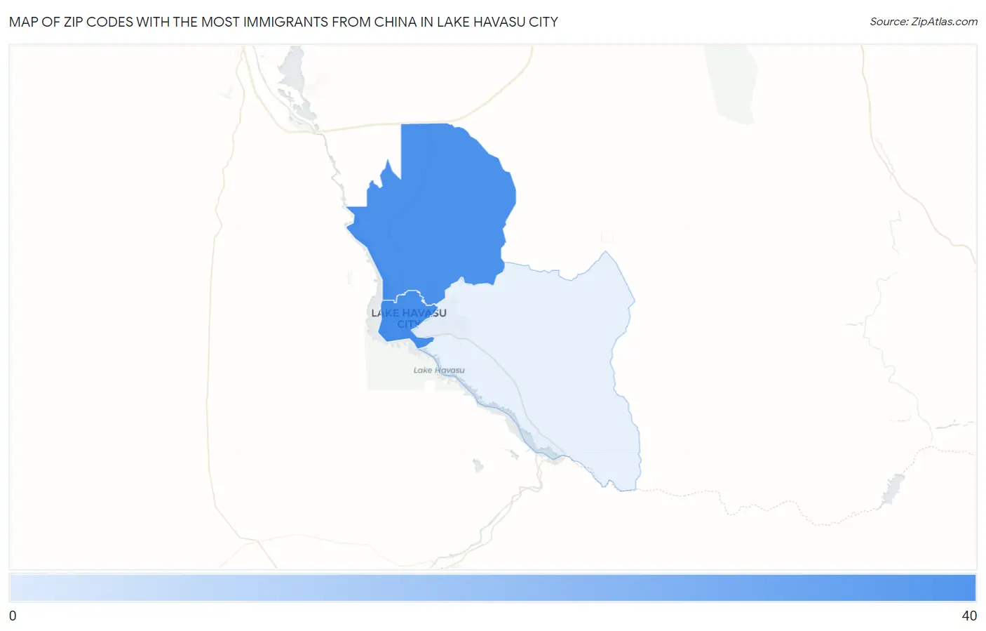 Zip Codes with the Most Immigrants from China in Lake Havasu City Map