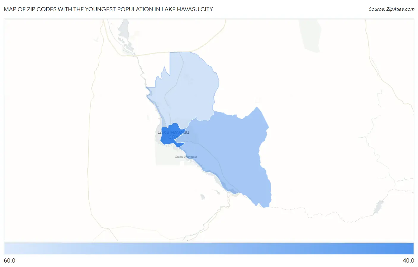Zip Codes with the Youngest Population in Lake Havasu City Map