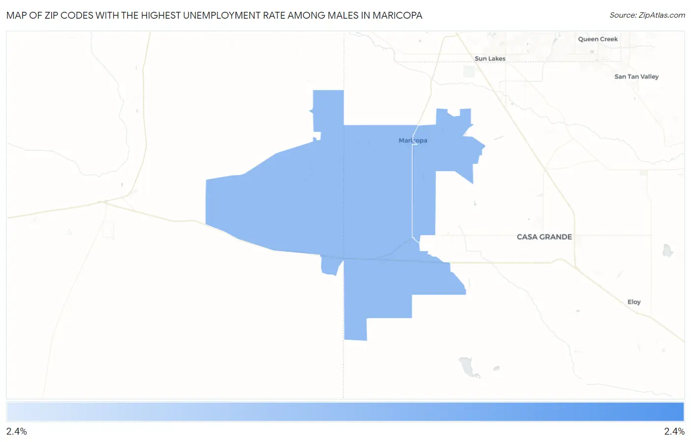 Zip Codes with the Highest Unemployment Rate Among Males in Maricopa Map