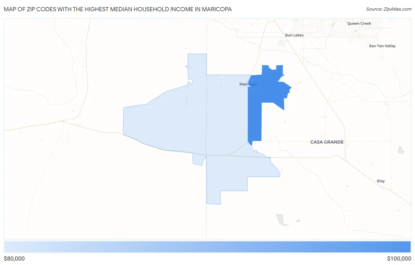 Zip Codes with the Highest Median Household Income in Maricopa Map