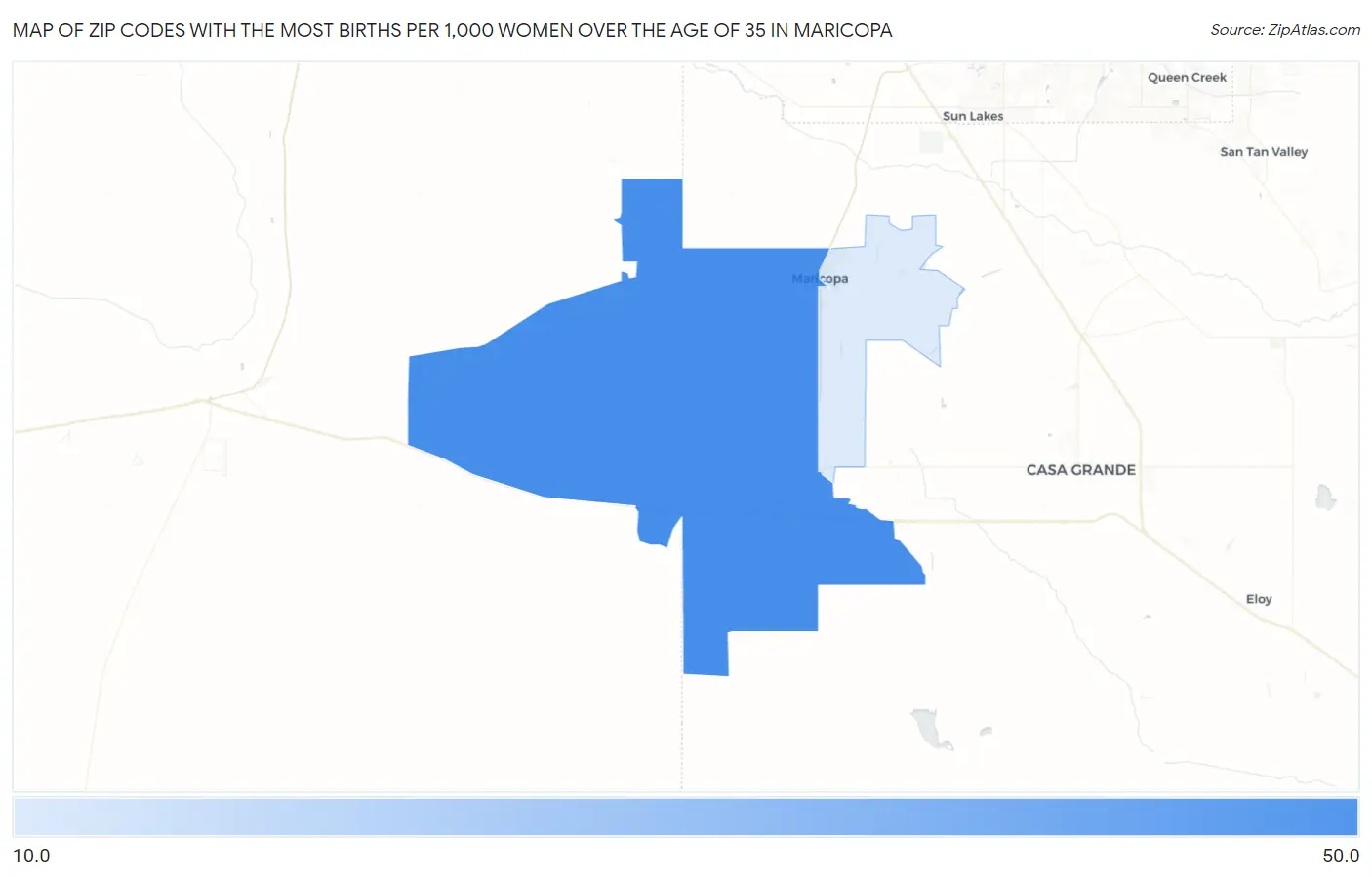 Zip Codes with the Most Births per 1,000 Women Over the Age of 35 in Maricopa Map