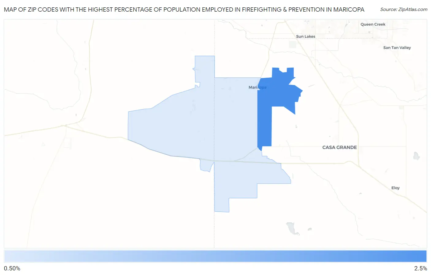 Zip Codes with the Highest Percentage of Population Employed in Firefighting & Prevention in Maricopa Map
