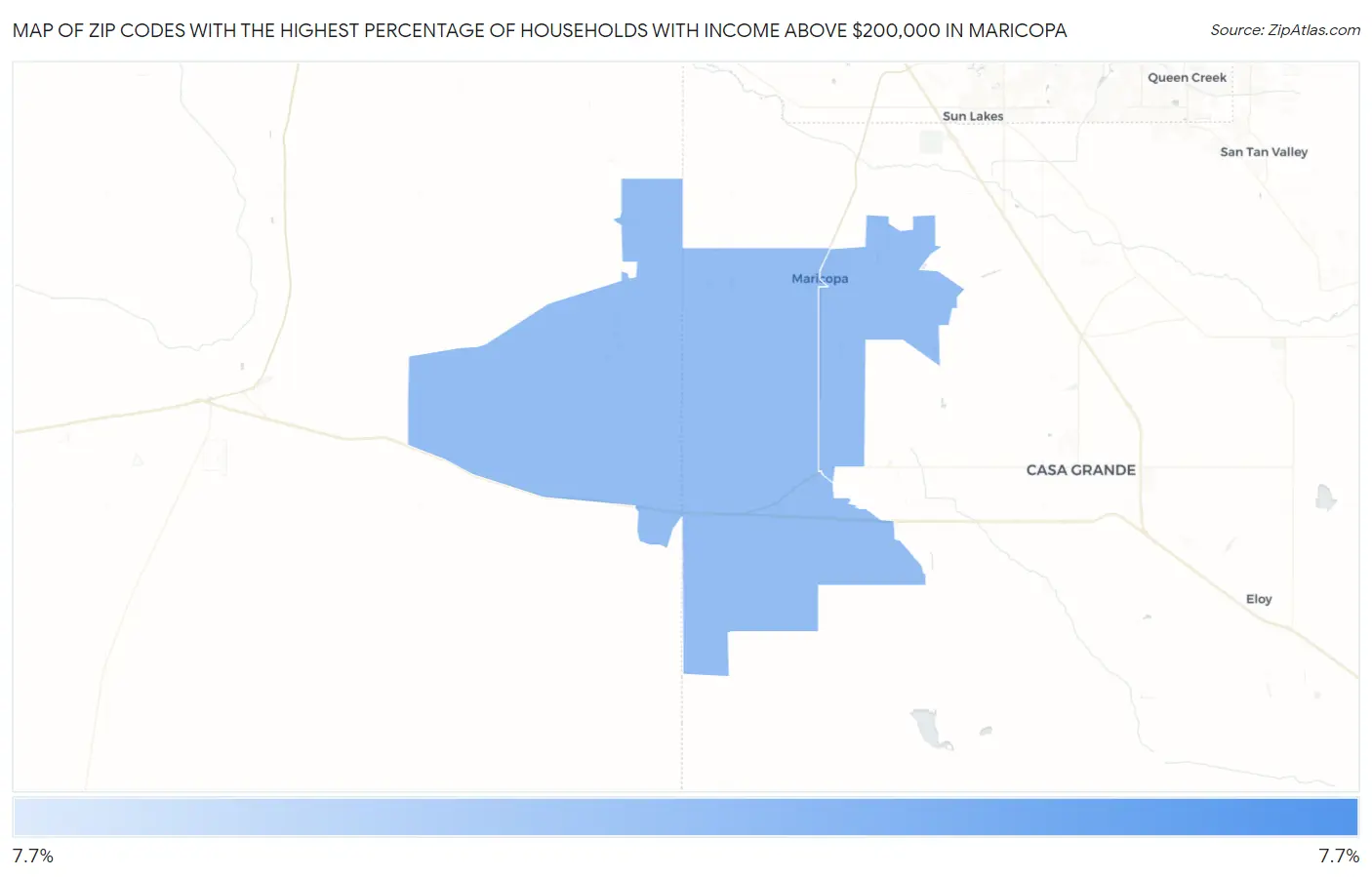 Zip Codes with the Highest Percentage of Households with Income Above $200,000 in Maricopa Map