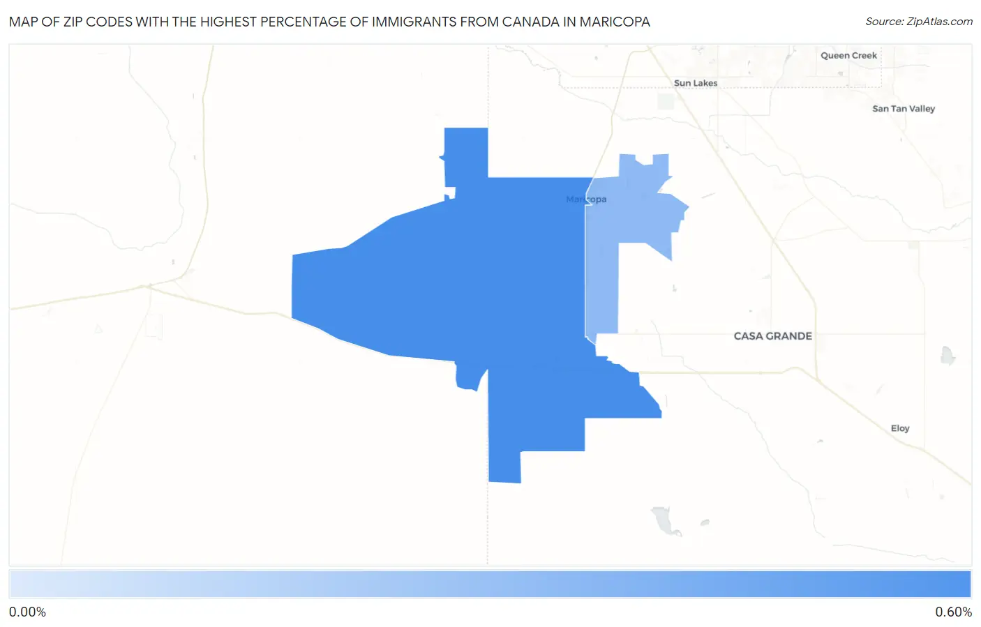 Zip Codes with the Highest Percentage of Immigrants from Canada in Maricopa Map