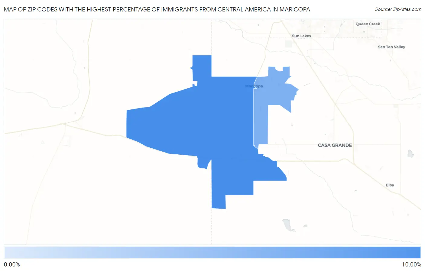 Zip Codes with the Highest Percentage of Immigrants from Central America in Maricopa Map